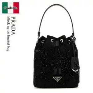 Prada Bag Black Bucket Shoulder Pouch